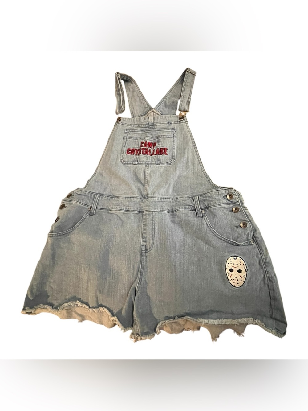 Friday the 13th Light Wash Denim Overall Shorts